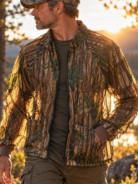 Vintage Rattlers Brand Camo Mesh Hunting Jacket Made in USA